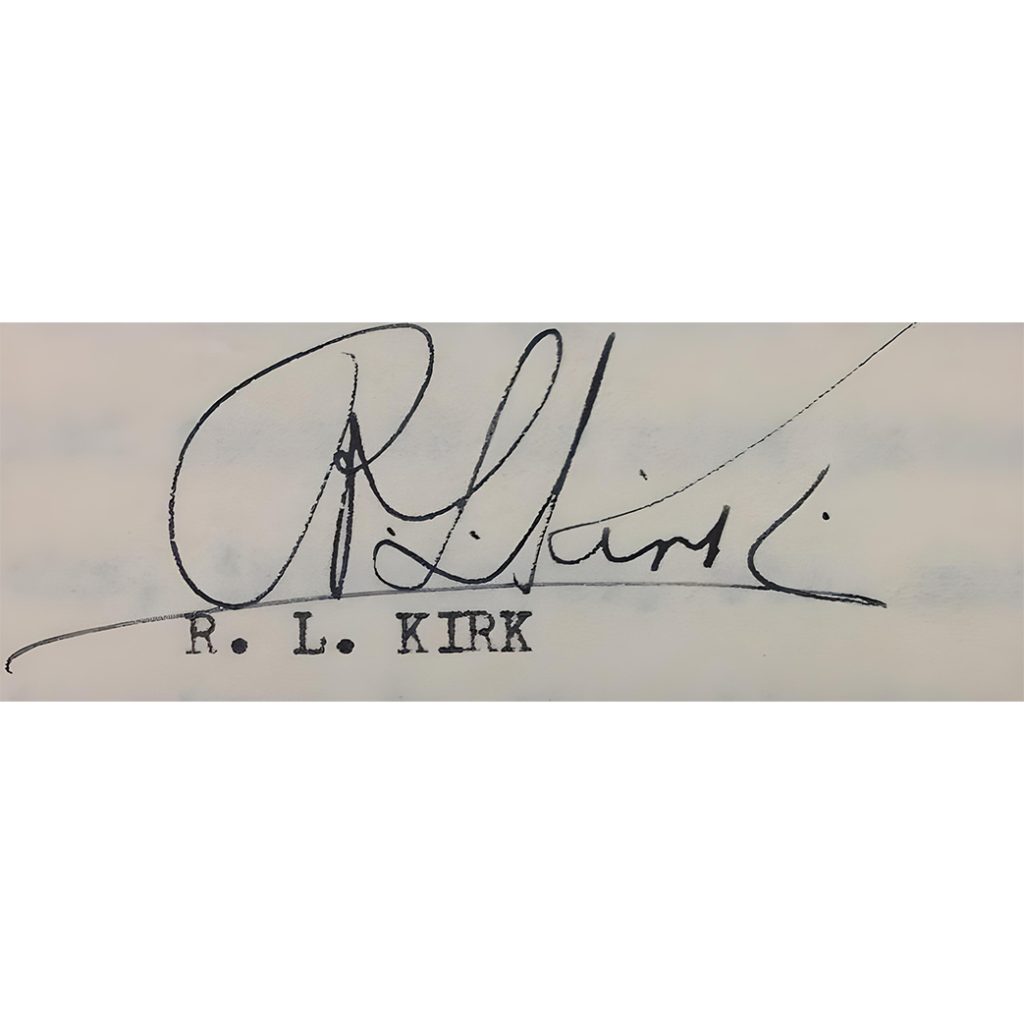 Signature de R.L. Kirk