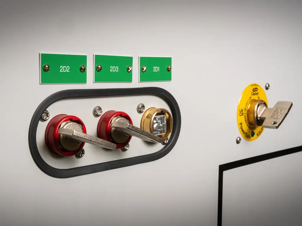 Castell trapped key interlock system in a switchgear application