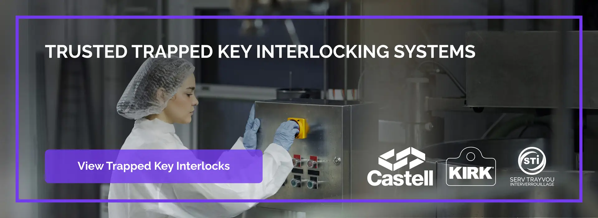 Technician operating industrial control panel. Trusted trapped key interlocking systems. View trapped key interlocks