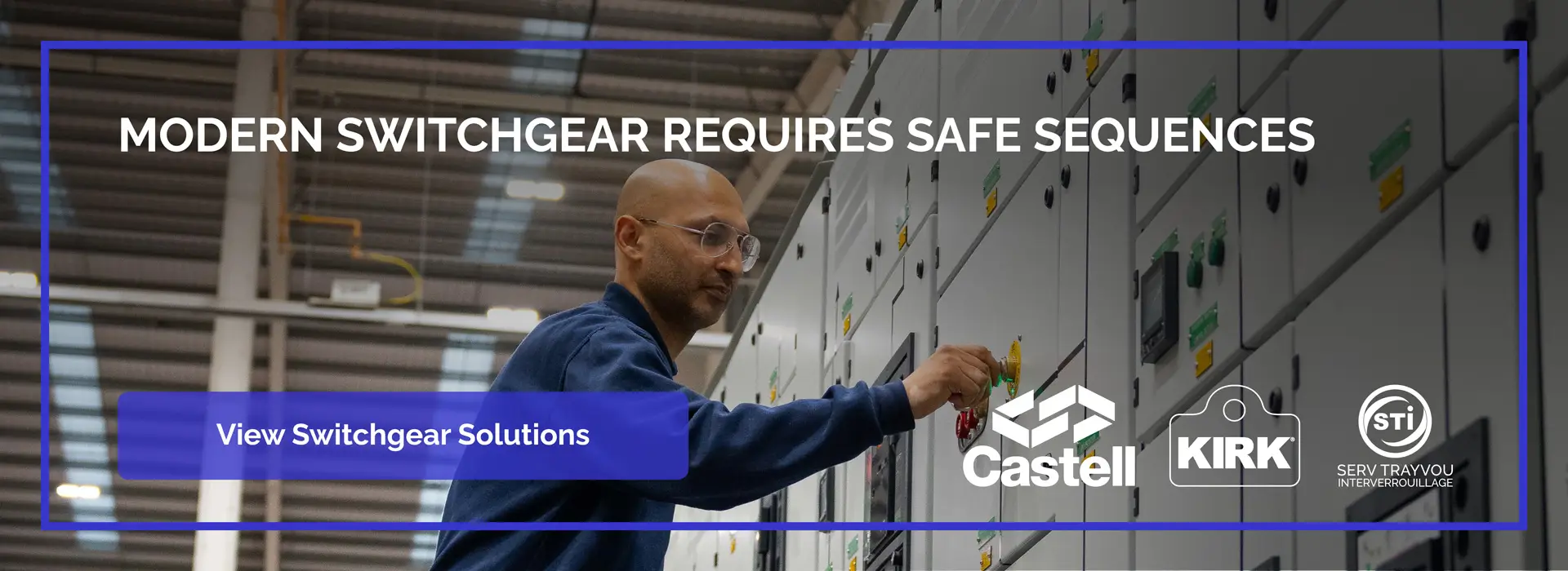 Engineer operating a trapped key interlock on switchgear equipment. Modern switchgear requires safe sequences. View switchgear solutions