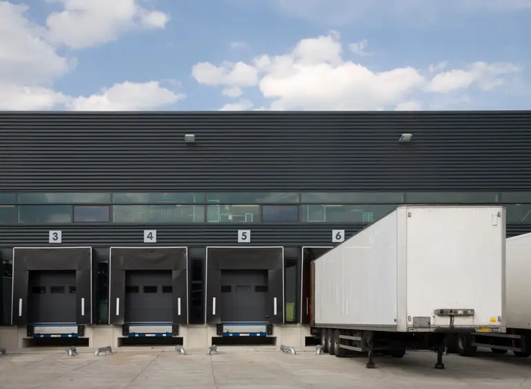 view on the doors of a safe loading bay area