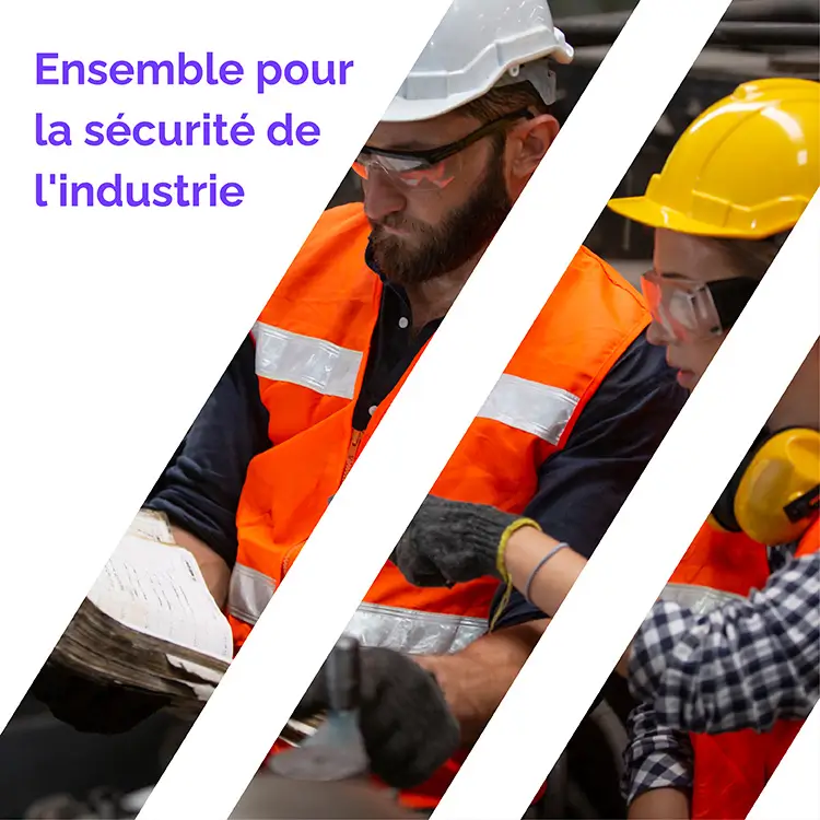 &Eacute;quipe de s&eacute;curit&eacute; industrielle assurant la s&eacute;curit&eacute; du travail sur un chantier de construction