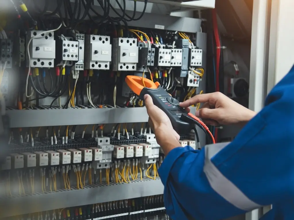 Electrical maintenance operator performing to ensure electrical system reliability