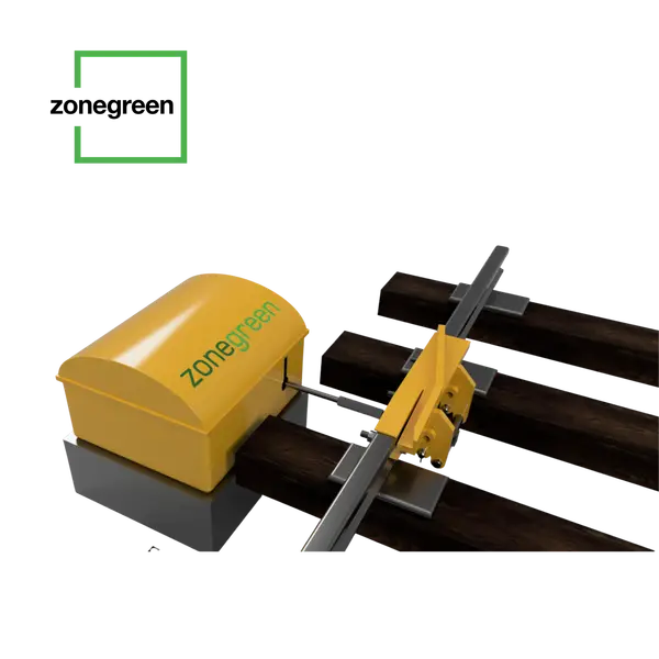 Zonegreen powered derailer for rail depot personnel protection against unauthorised vehicle movements