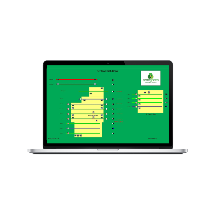 Zonegreen SCADA sofware display on a laptop.